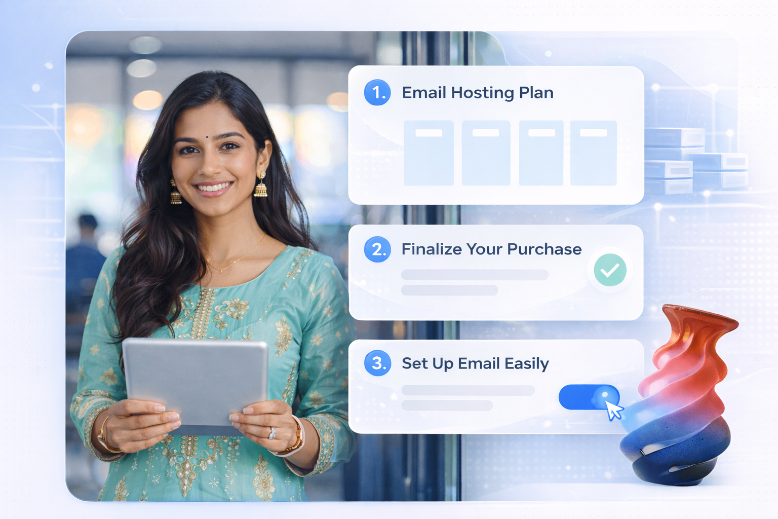 Business owner setting up business email hosting